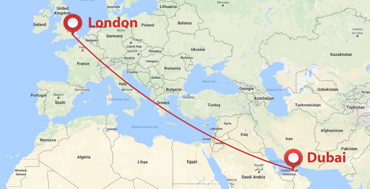 travel time from uk to dubai